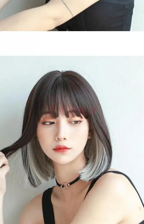 假发女中短发网挂耳染波波头自然减龄全头套式lisa同款韩系发型【图片