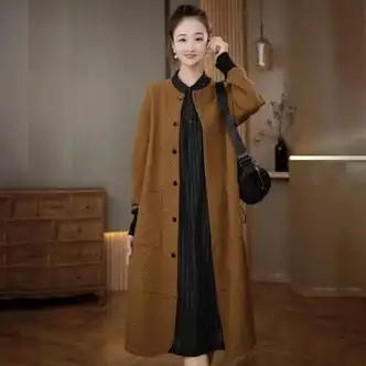 西诺迩女秋装四十到五十岁早秋韩版纯色中长款风衣外套胖mm大码装大