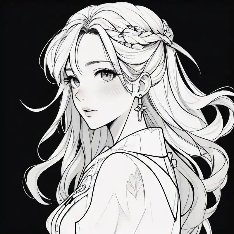 96动漫女生黑白素描头像精选94 探索二次元的世界,发现黑白素描的