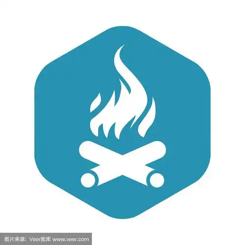 篝火图标.燃烧的木头,燃烧的火,用它的温暖来取暖.