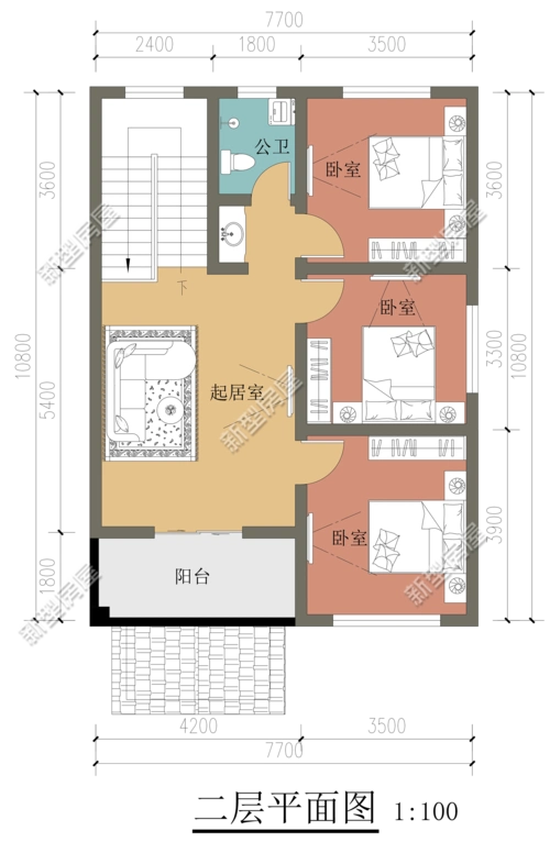像这种占地不过百的宅基地在农村还是挺常见的,但面宽较窄,设计时