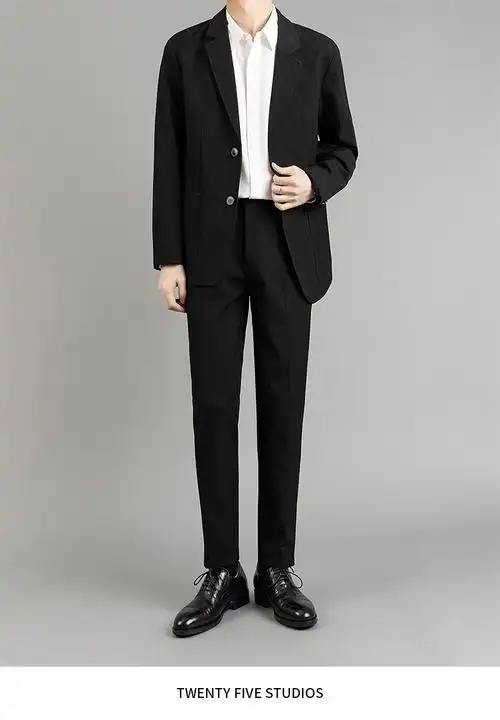 韩系轻熟男装西装裤子两件套春秋季潮流商务休闲两穿男士西装法黛姗