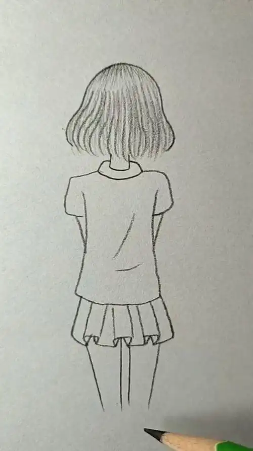 背影简笔画来了,大家看看这个女孩美不美