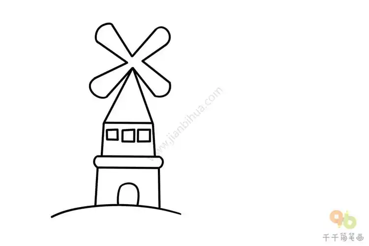 风车房子简笔画步骤教程