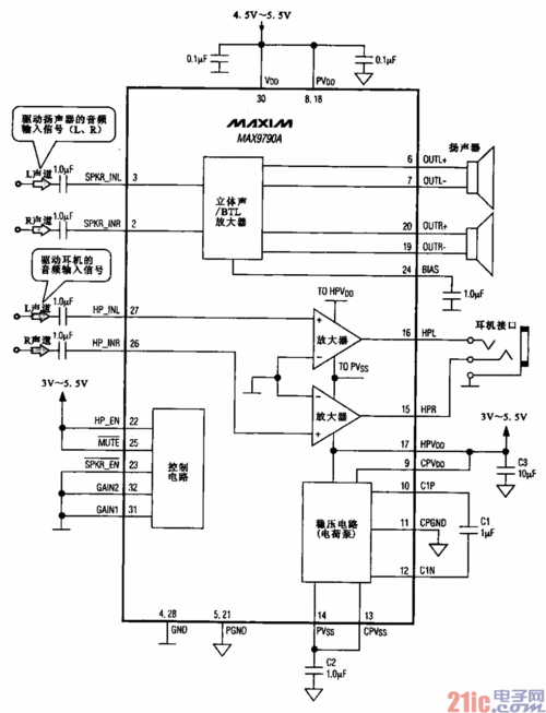 典型笔记本电脑的音频功率放大集成电路