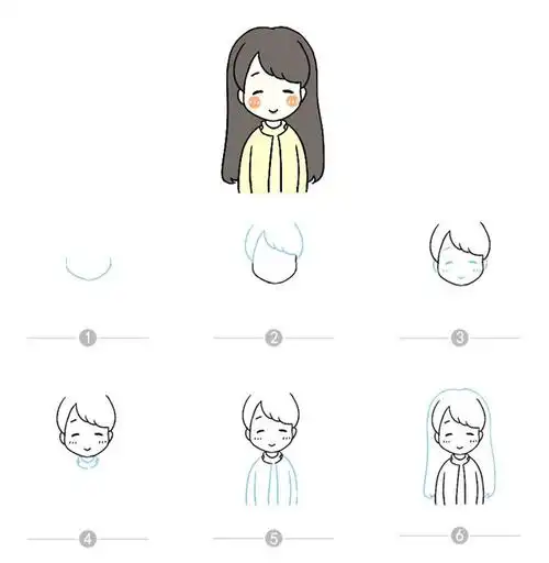 卡通女孩简笔画及步骤图解一