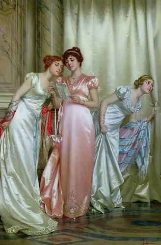 复古风格用油画还原18世纪宫廷贵妇的绫罗绸缎