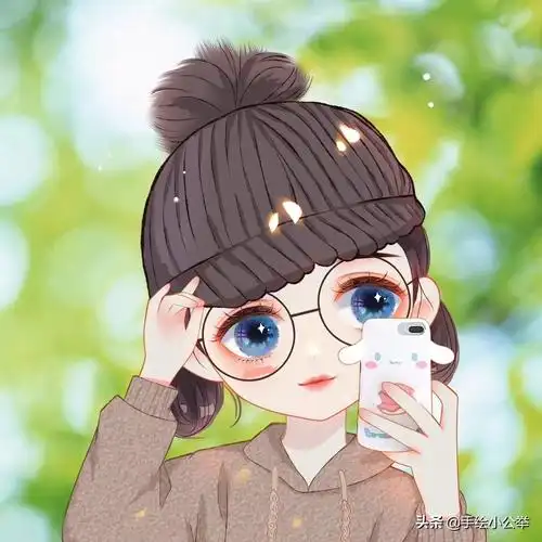 甜美调皮女生卡通手绘头像,网友直呼:太好看了