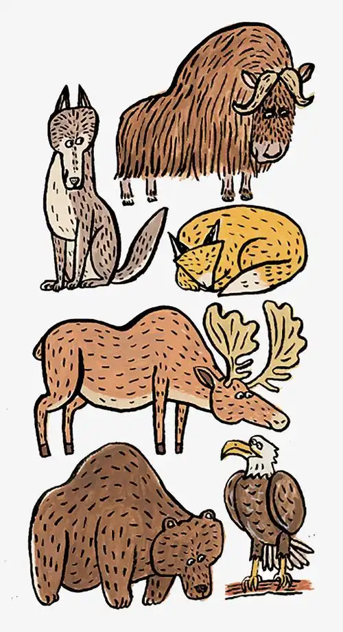 手绘卡通动物集合