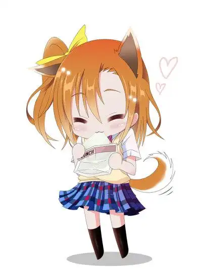 q版 单马尾 少女 吃 饭团 萌系 水手服 二次元