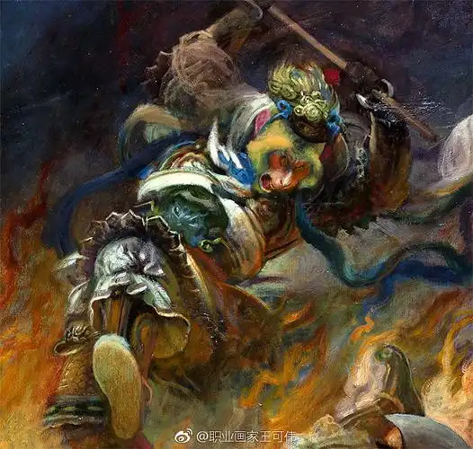 油画作品《大闹天宫》