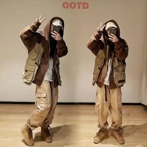 hiphopdancer穿搭工装风棕色系