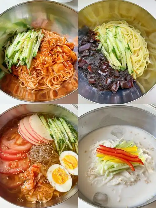 韩餐店常见的4种冷面合集家庭版清爽开胃