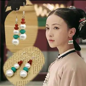 魏璎珞令妃吴谨言925银耳洞耳圈延禧攻略同款耳环一耳三钳耳夹饰