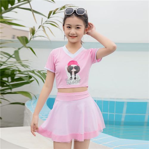 泳衣 依蔻兰蒂(yikoulandi) 初中女生保守游泳衣分体儿童10-13岁女孩