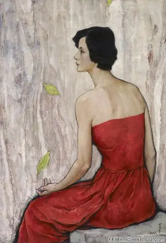 边秉贵人物油画《绿叶》欣赏