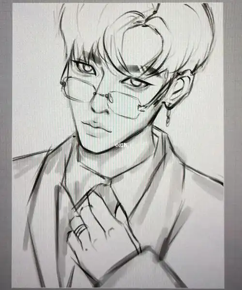 摸个男生草稿大半夜被自己画的男人帅到了