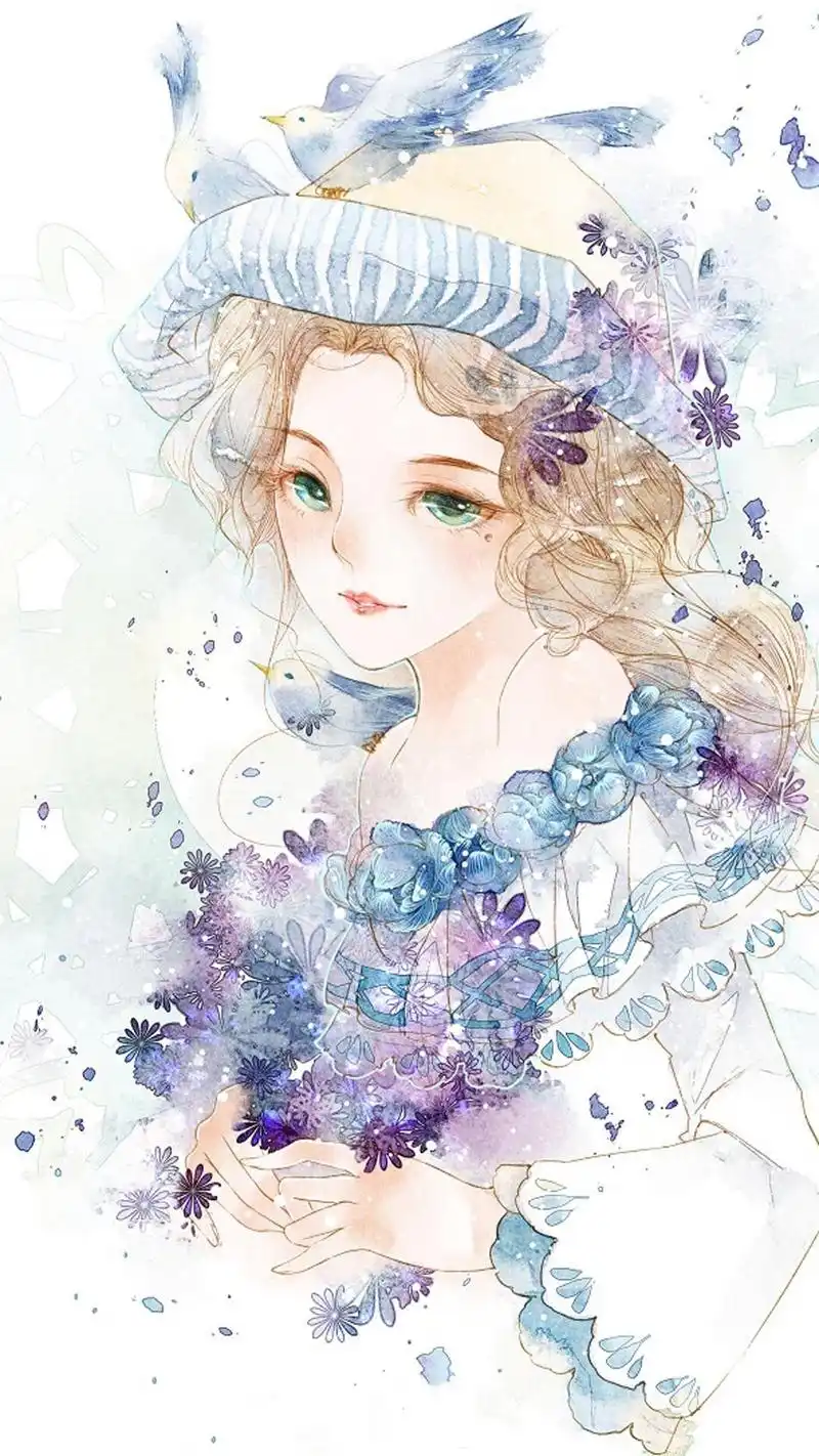 手绘卡通人物唯美高清手机壁纸