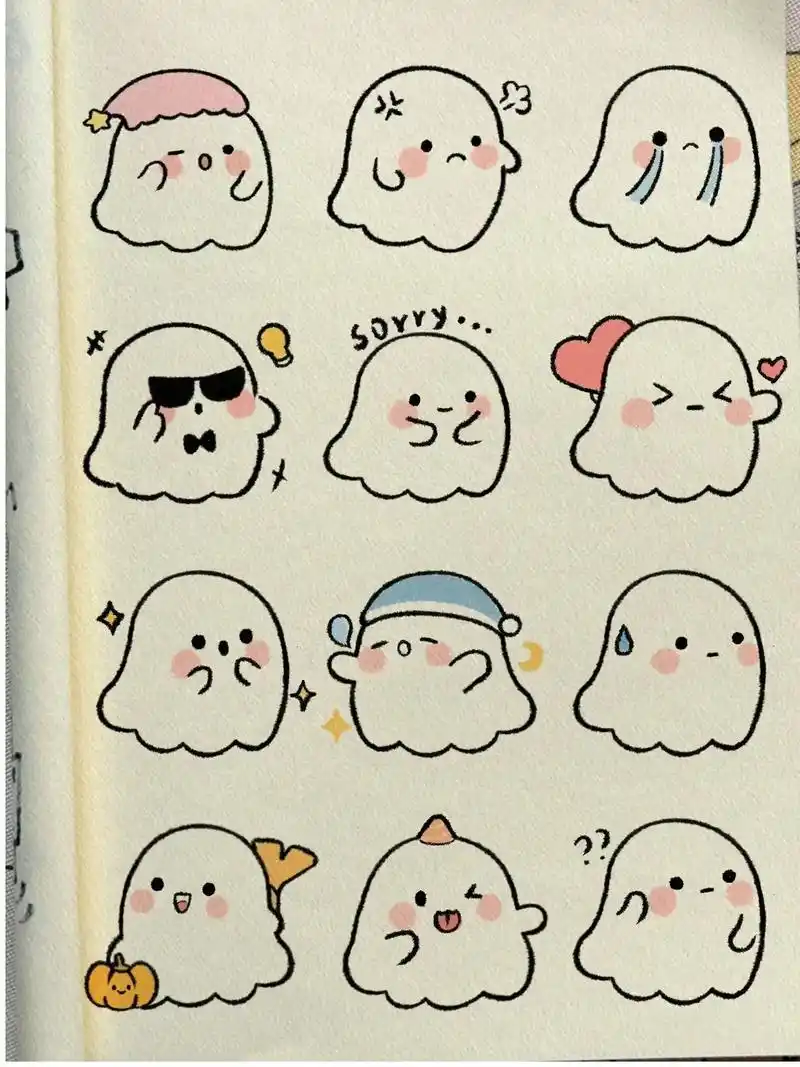 可爱小幽灵简笔画合集.#简笔画 #画画 #一学就会系列 #一 - 抖音