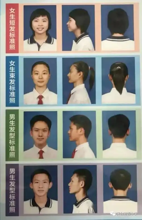 育青中学学生规范发型示意图
