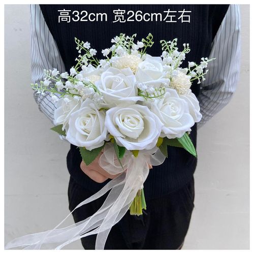 韩式新娘手捧花 韩系婚纱照拍摄玫瑰手捧花 结婚婚礼白色手拿花束