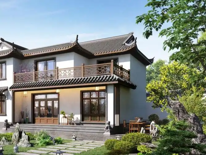 二层古中式别墅图纸开间13.2米进深10.2米