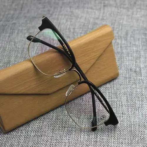 滕井太郎手工板材半包眉毛超轻复古金丝眼镜框男配近视镜女有度数