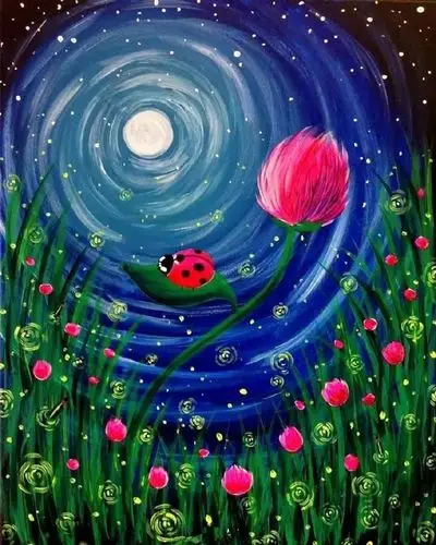 水粉风景画作品欣赏:炫彩的梦幻