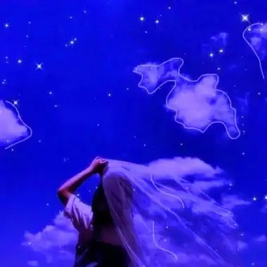 治愈系蓝色风格女生头像图片