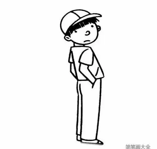 小学生戴帽子的侧面简笔画