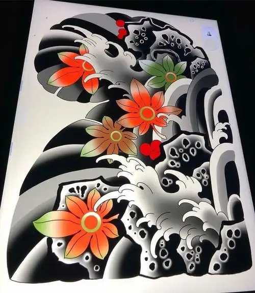 日式樱花板雾纹身手稿