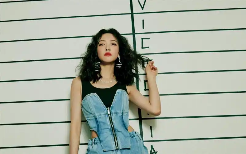 宋茜蓬松卷发酷美高清桌面壁纸