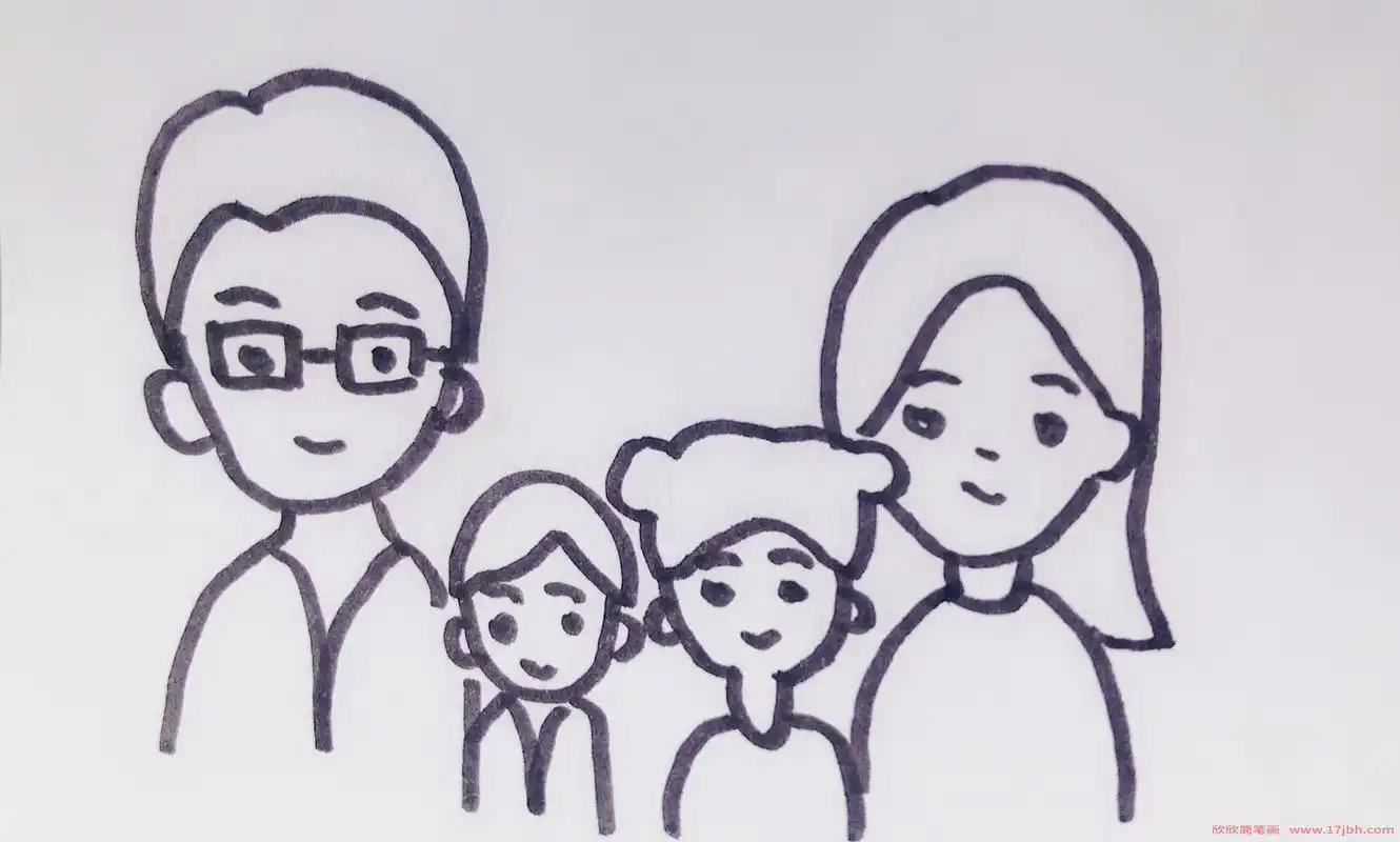 一家四口全家福简笔画