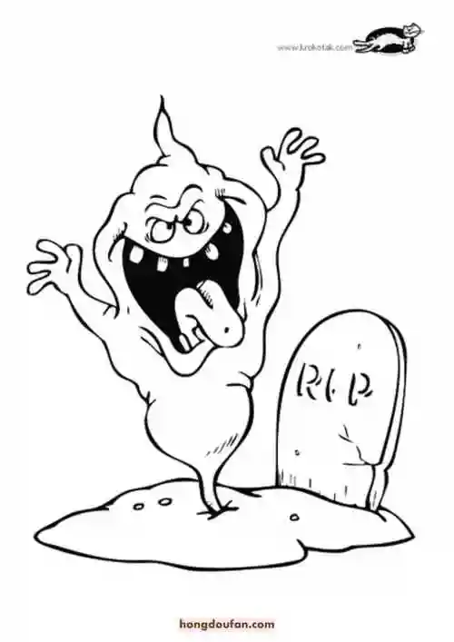 点都不恐怖的万圣节小鬼怪卡通幼儿涂色图片-红豆饭小学生简笔画大全