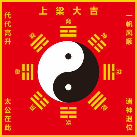 上梁太极八卦图 步步高升图 后天太极八卦图贴 装饰贴纸 墙贴