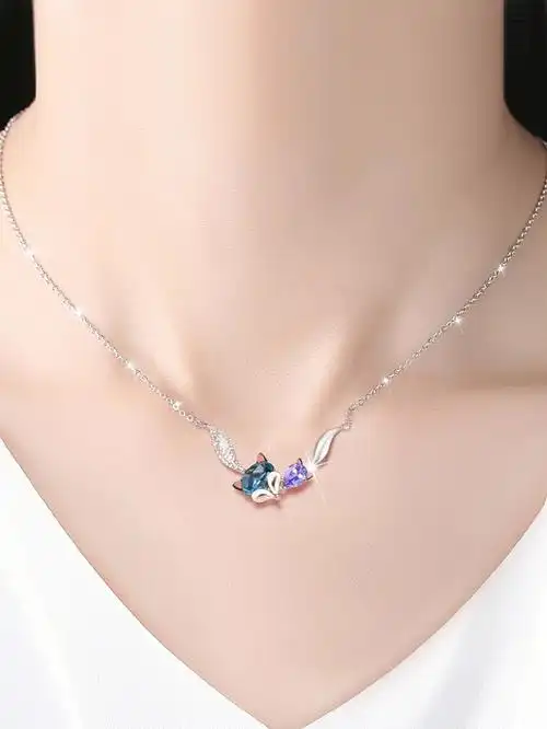 狐狸项链女夏纯银2021年新款锁骨链高端首饰女士送女友生日礼物