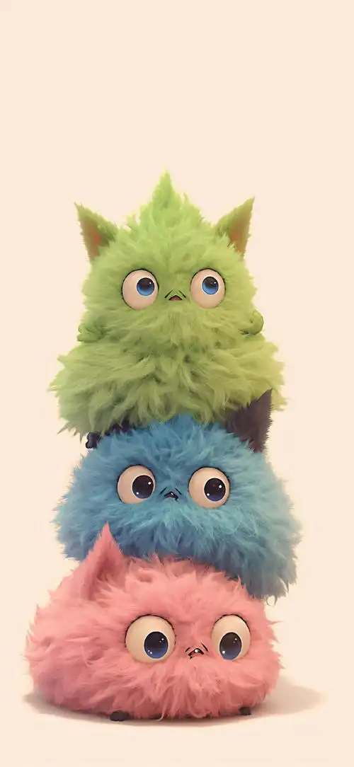 可爱毛茸茸的小怪兽壁纸#手机壁纸