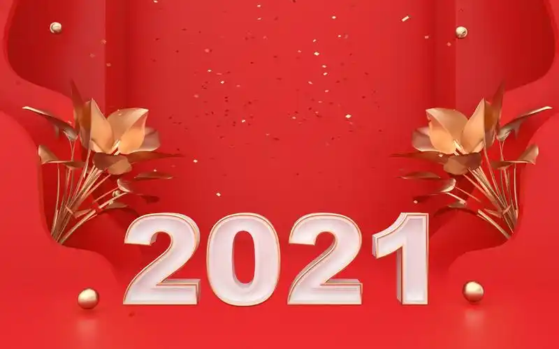 2021元旦新年c4d分层红色大气背景