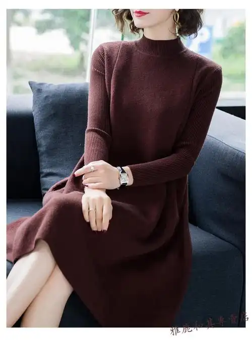 雅鹿轻奢高档女装子冬季配大衣中年打底衫洋气女士女士毛衣加厚连衣