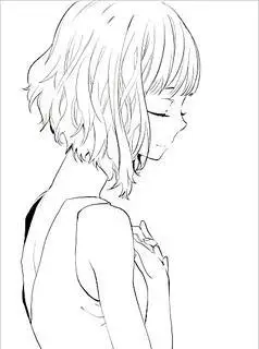 女生简笔画短发侧身