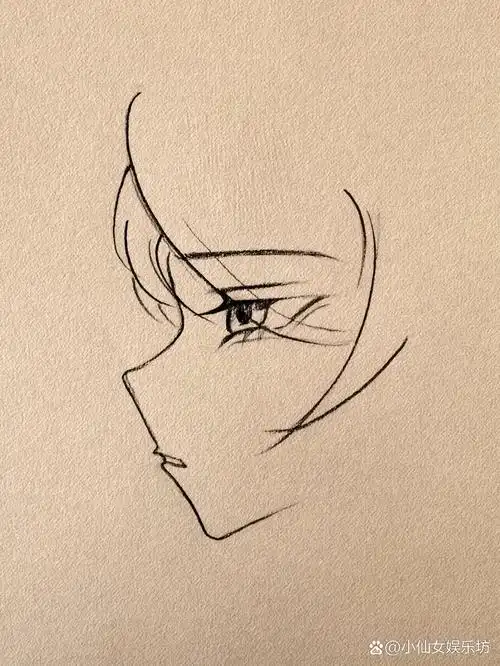 手绘动漫少女侧面线稿初学 临摹自 侧脸女生