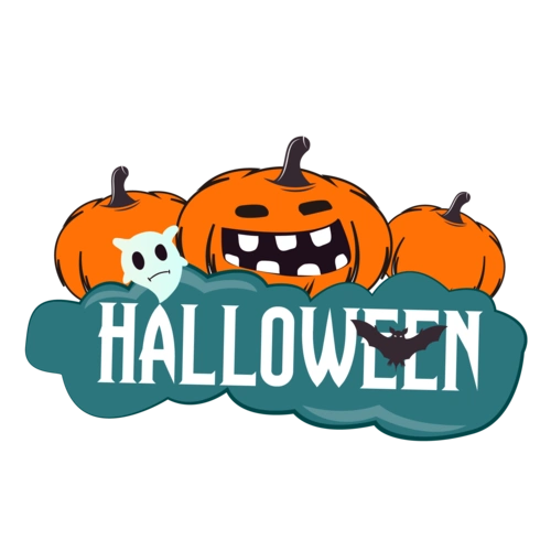 万圣节橙色卡通南瓜蝙蝠小鬼