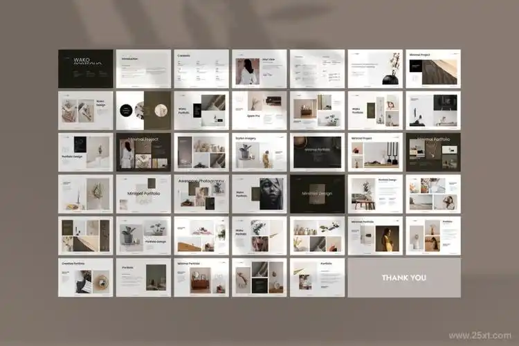 横版的个人作品集设计indesign模板 - 25学堂