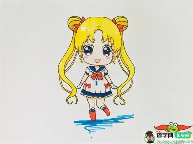 美少女战士简笔画带颜色彩色q版