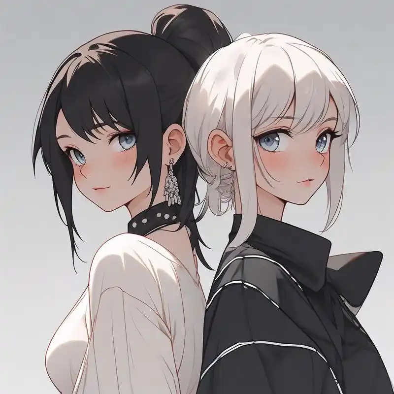 9569♀15两姐妹的卡通萌头像96 哇喔,看看这两姐妹多有趣呢!