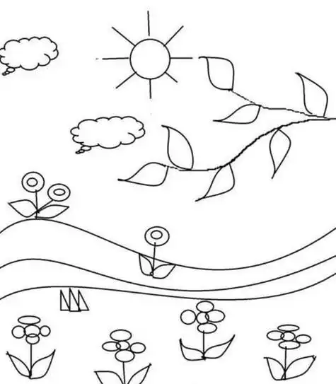 春天主题简笔画教程画春天的儿童简笔画怎么画幼儿园观察春天大自然