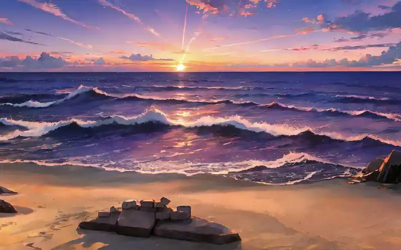 ai壁纸分享:落日海湾 横屏