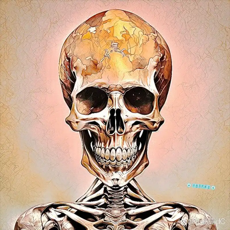 头盖骨硕大,如一座巍峨的山峰,承载着无数岁月的风霜