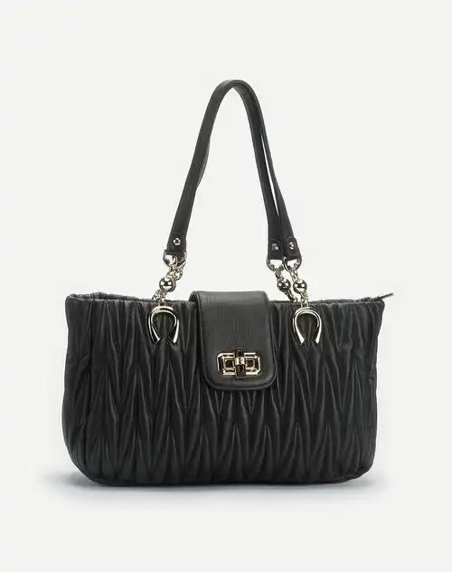 维多利保罗victory polo女士专场-黑色竖纹时尚手提包