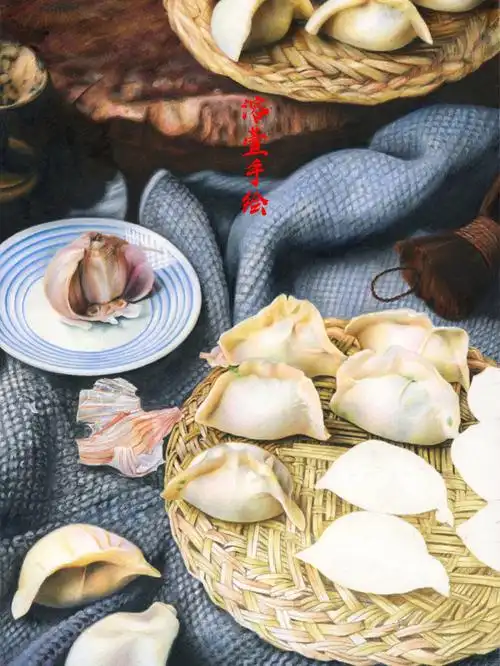 彩铅手绘【中国传统美食——饺子】